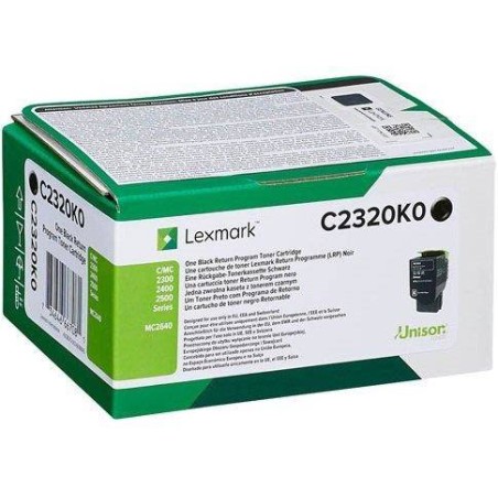 TONER ORYGINALNY LEXMARK C2320K0 CZARNY 1000 STRON