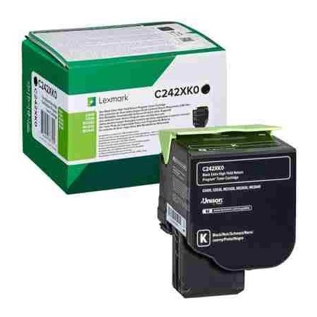 TONER ORYGINALNY LEXMARK C242XK0 CZARNY 6000 STRON