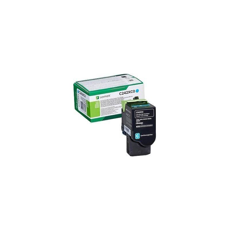 TONER ORYGINALNY LEXMARK C242XC0 CYAN 3500 STRON