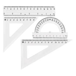 KOMPLET GEOMETRYCZNY LINIJKA 15CM EKIERKA*2 GRAND GR-031T 130-1640 KĄTOMIERZ Z LINIJKĄ