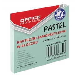 KARTECZKI SAMOPRZYLEPNE 76X76MM OFFICE PRODUCTS PASTELOWE ZIELONE 100KART