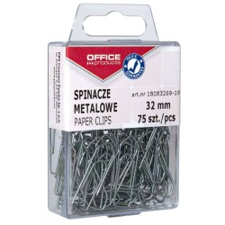 SPINACZE METALOWE 32MM OFFICE PRODUCTS SREBRNE 75SZT.