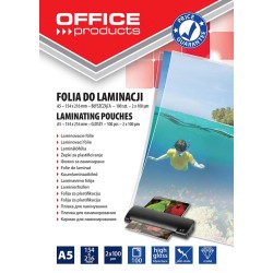 FOLIA DO LAMINOWANIA BŁYSZCZĄCA A5 OFFICE PRODUCTS 100MIC 100 SZT