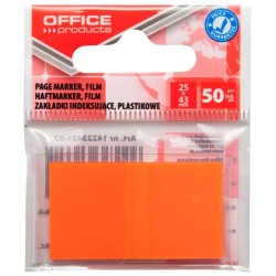 ZAKŁADKI INDEKSUJĄCE FOLIOWE 25X43MM OFFICE PRODUCTS POMARAŃCZOWE 50 SZT