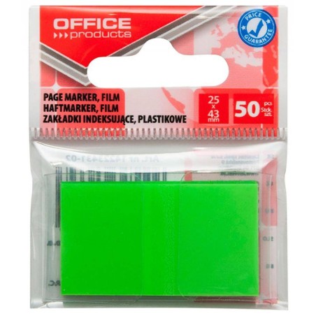 ZAKŁADKI INDEKSUJĄCE FOLIOWE 25X43MM OFFICE PRODUCTS ZIELONE 50 SZT