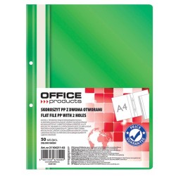 SKOROSZYT WPINANY A4 OFFICE PRODUCTS 2 OTWORY ZIELONY PP 100/170MIKR