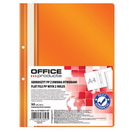 SKOROSZYT WPINANY A4 OFFICE PRODUCTS 2 OTWORY POMARAŃCZOWY PP 100/170MIKR