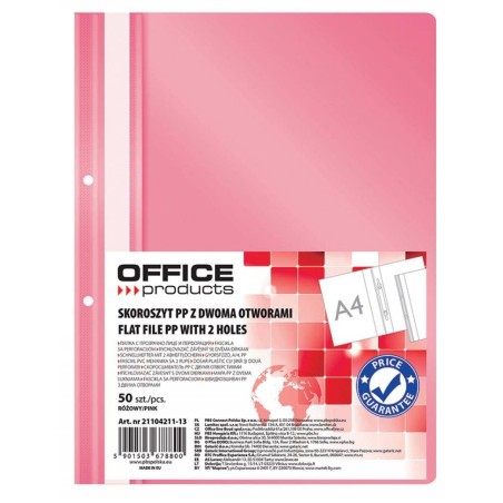 SKOROSZYT WPINANY A4 OFFICE PRODUCTS 2 OTWORY RÓŻOWY PP 100/170MIKR