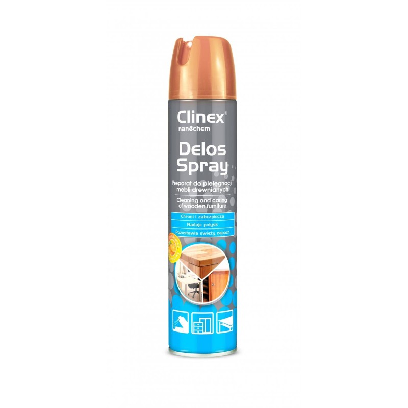 SPRAY DO PIELĘGNACJI I CZYSZCZENIA MEBLI DREWNIANYCH CLINEX DELOS SHINE 300ML