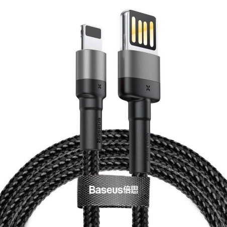 KABEL LIGHTNING USB (DWUSTRONNY) BASEUS CAFULE 2,4A 1M (SZARO-CZARNY)