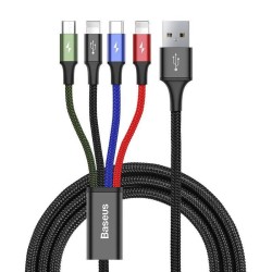 KABEL USB BASEUS FAST 4W1 USB-C / 2X LIGHTNING / MICRO 3,5A 1,2M (CZARNY)