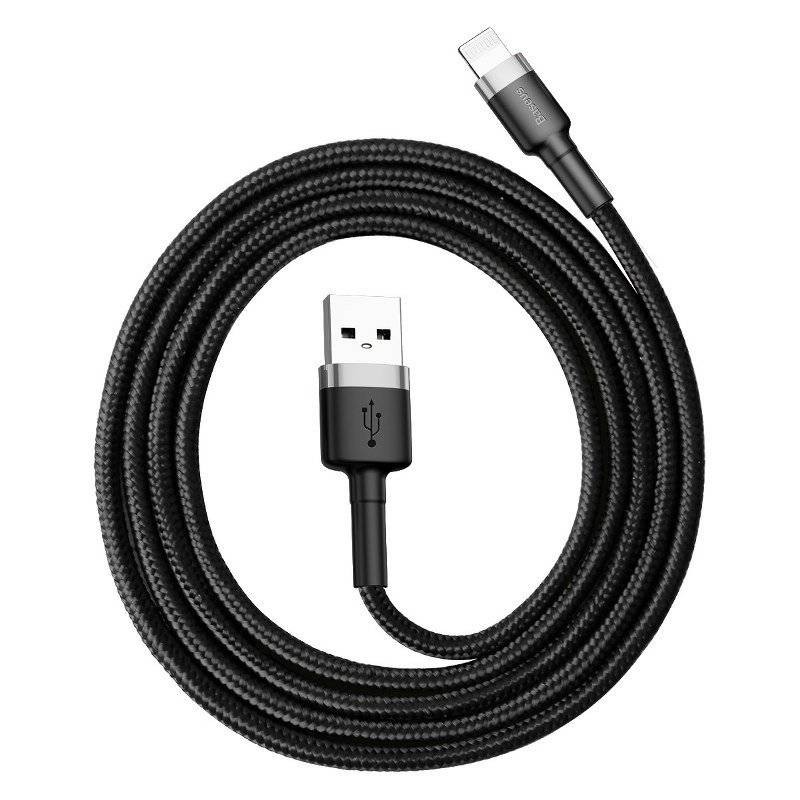 KABEL LIGHTNING USB BASEUS CAFULE 2,4A 1M (SZARO-CZARNY)