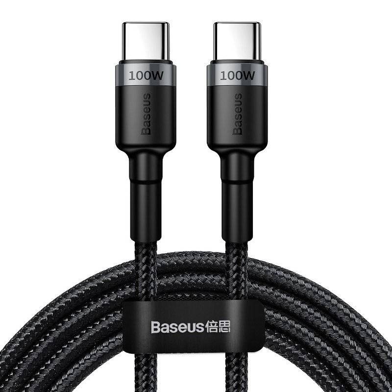 KABEL USB-C DO USB-C BASEUS CAFULE, QC 3.0, PD 2.0, 100W, 5A, 2M (SZARO-CZARNY)