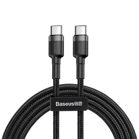 KABEL USB-C DO USB-C PD BASEUS CAFULE PD 2.0, QC 3.0, 60W, 2M (CZARNO-SZARY)