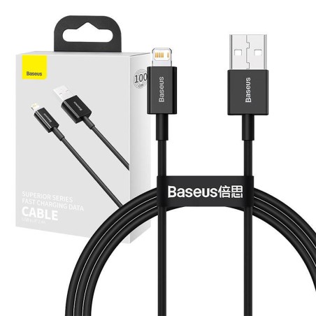 KABEL USB DO LIGHTNING BASEUS SUPERIOR SERIES, 2.4A, 1M (CZARNY)