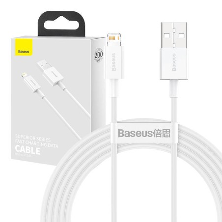 KABEL USB DO LIGHTNING BASEUS SUPERIOR SERIES, 2.4A, 2M (BIAŁY)