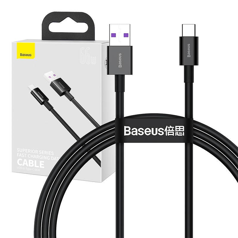 KABEL USB DO USB-C BASEUS SUPERIOR SERIES, 66W, 1M (CZARNY)