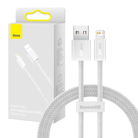 KABEL USB DO LIGHTNING BASEUS DYNAMIC, 2.4A, 1M (BIAŁY)