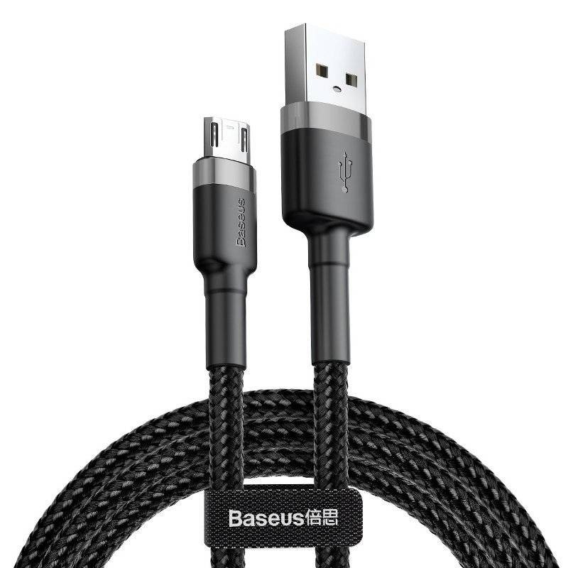 KABEL USB DO MICRO USB BASEUS CAFULE 2.4A 0.5M (SZARO-CZARNY)