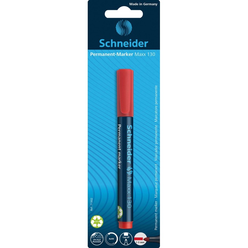 MARKER PERMANENTNY  SCHNEIDER MAXX 130 CZERWONY OKRĄGŁA 1-3MM BLISTER