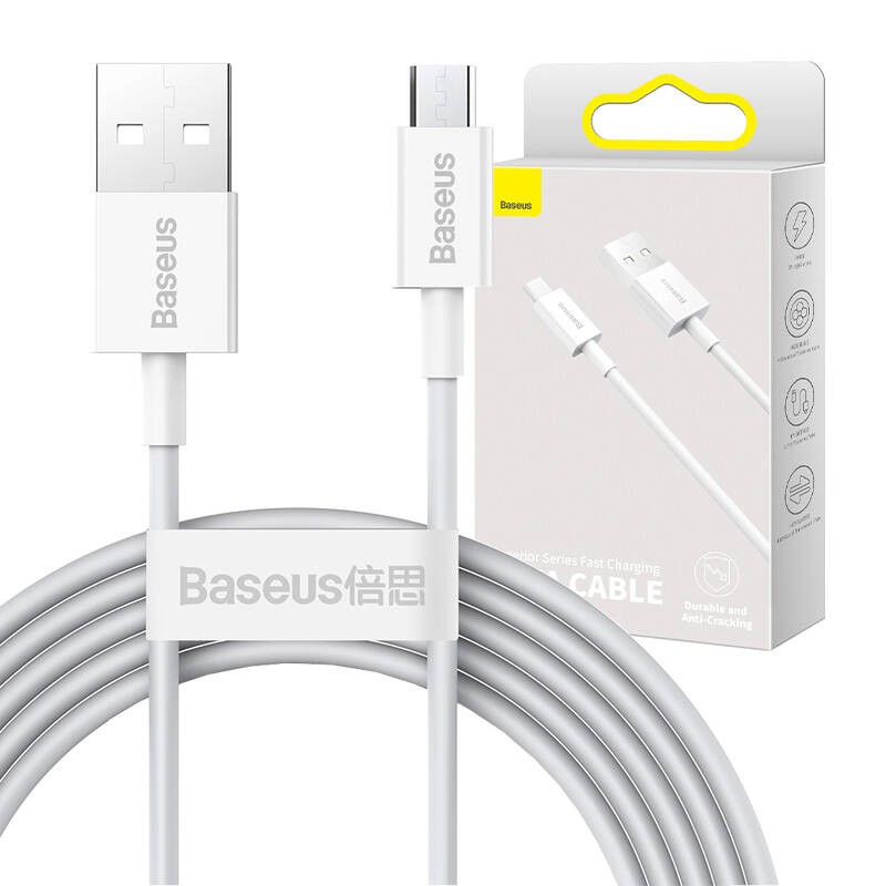 KABEL USB DO MICRO USB BASEUS SUPERIOR SERIES, 2A, 2M (BIAŁY)