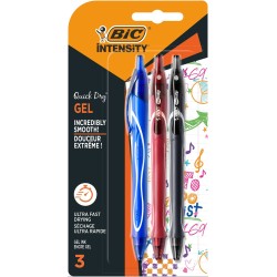 DŁUGOPIS ŻELOWY BIC INTENSITY QUICK DRY 949895 MIX 0.7MM BLISTER 3SZT