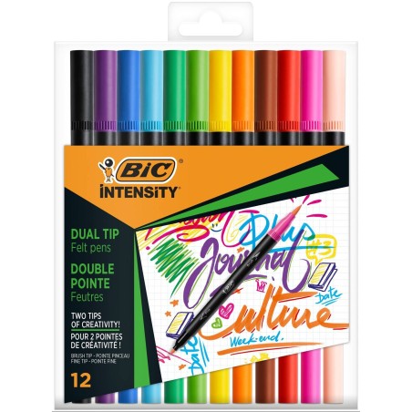 PISAKI DWUSTRONNE BIC INTENSITY DUAL TIP PASTEL 989695 MIX*12