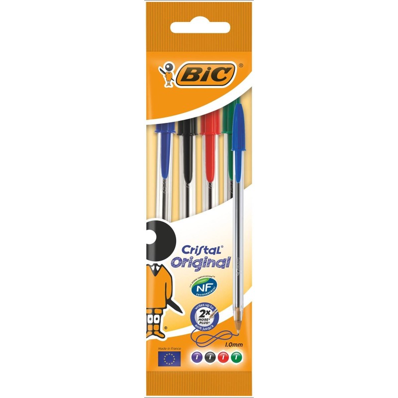 DŁUGOPIS JEDNORAZOWY BIC CRISTAL ORIGINAL 8308621 MIX 1.0MM 4SZT