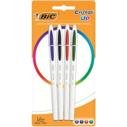 DŁUGOPIS BIC CRISTAL UP 949871 MIX 1.2MM BIAŁA OBUDOWA BLISTER 4SZT