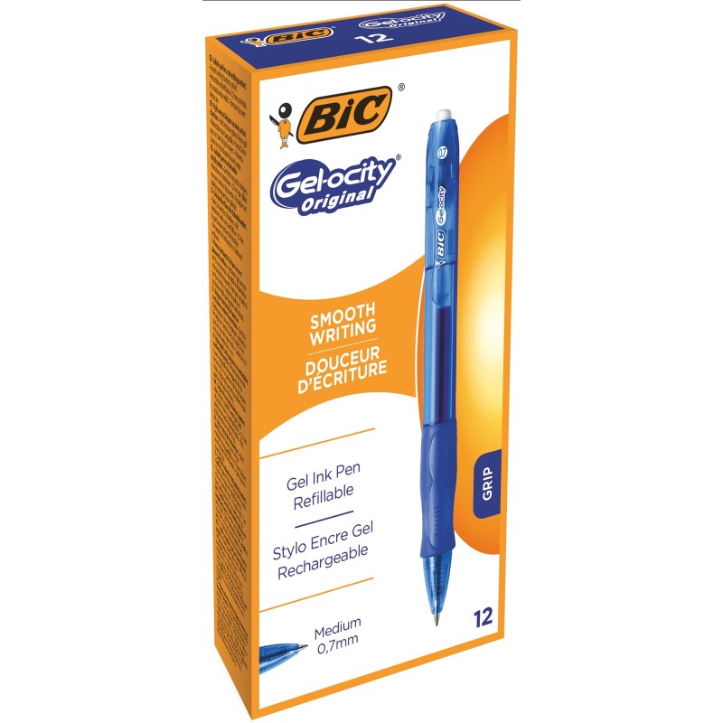 DŁUGOPIS ŻELOWY Z GUMOWANYM UCHWYTEM BIC GEL-OCITY ORIGINAL 829158 NIEBIESKI 0.7MM