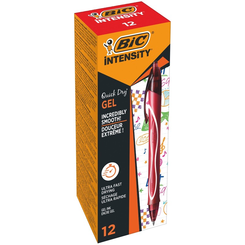 DŁUGOPIS ŻELOWY BIC INTENSITY QUICK DRY 949874 CZERWONY 0.7MM