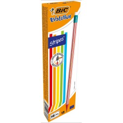 OŁÓWEK OSTRZONY Z GUMKĄ BEZDRZEWNY BIC EVOLUTION STRIPES 646 HB 8960342 HB