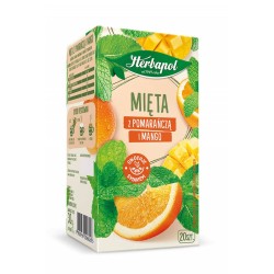 HERBATA MIĘTA Z POMARAŃCZĄ I MANGO HERBAPOL ZIELNIK POLSKI 20 TOREBEK