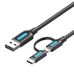 KABEL 2W1 USB 2.0 DO USB-C/MICRO USB VENTION CQDBF 1M (CZARNY)