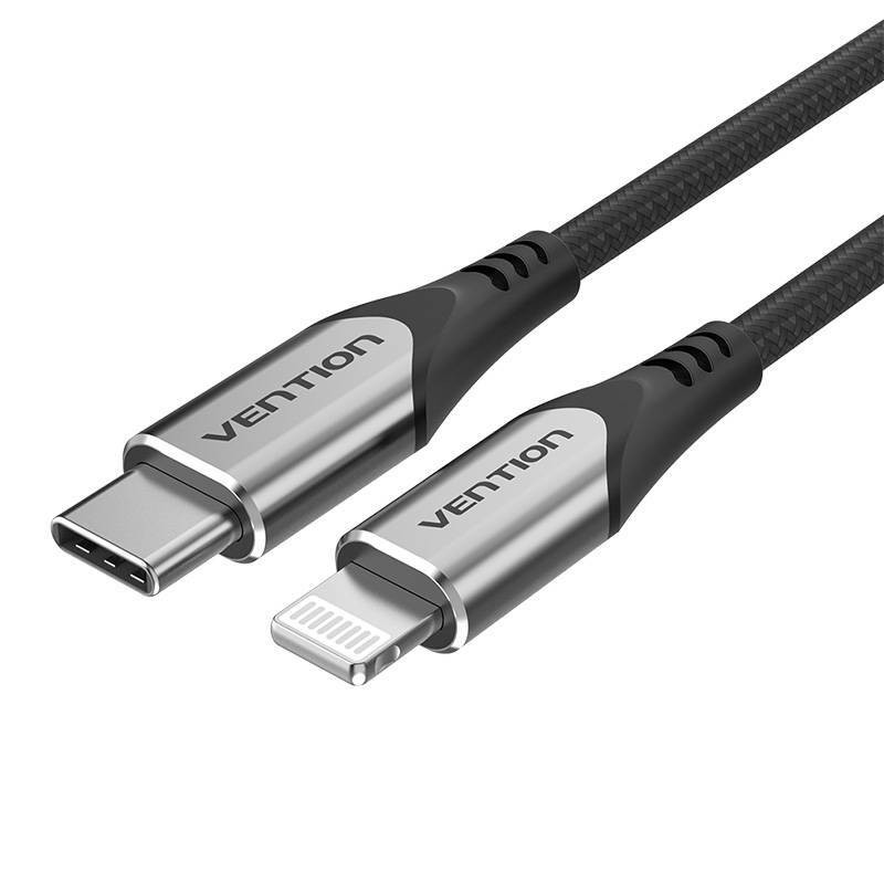 KABEL USB-C 2.0 DO LIGHTNING VENTION TACHF MFI 3A 1M (SZARY)