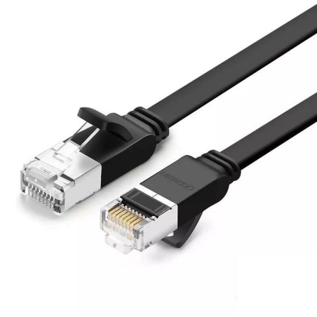 PŁASKI KABEL SIECIOWY UGREEN  NW101 Z METALOWYMI WTYCZKAMI, ETHERNET RJ45, CAT.6, UTP, 0.5M (CZARNY)