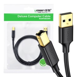 UGREEN US135 KABEL USB 2.0 A-B DO DRUKARKI, POZŁACANY, 2M (CZARNY)