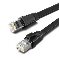 PŁASKI KABEL SIECIOWY UGREEN NW134 Z METALOWYMI WTYCZKAMI, ETHERNET RJ45, CAT.8, U/FTP, 3M (CZARNY)