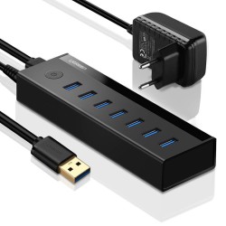 ADAPTER 7W1 UGREEN US219 HUB USB DO 7X USB 3.0 (CZARNY)