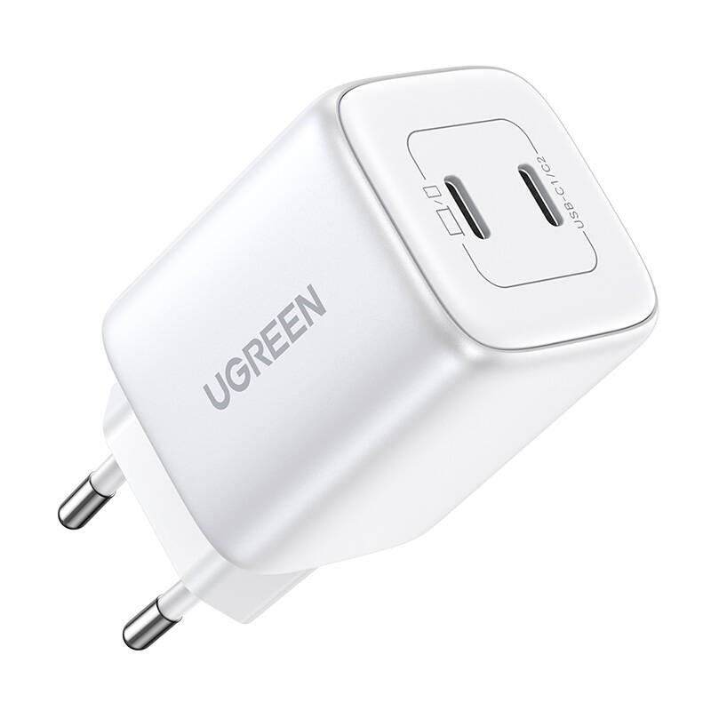 ŁADOWARKA SIECIOWA UGREEN NEXODE 45W, 2X USB-C, PD3.0, QC4.0, GAN (BIAŁY)