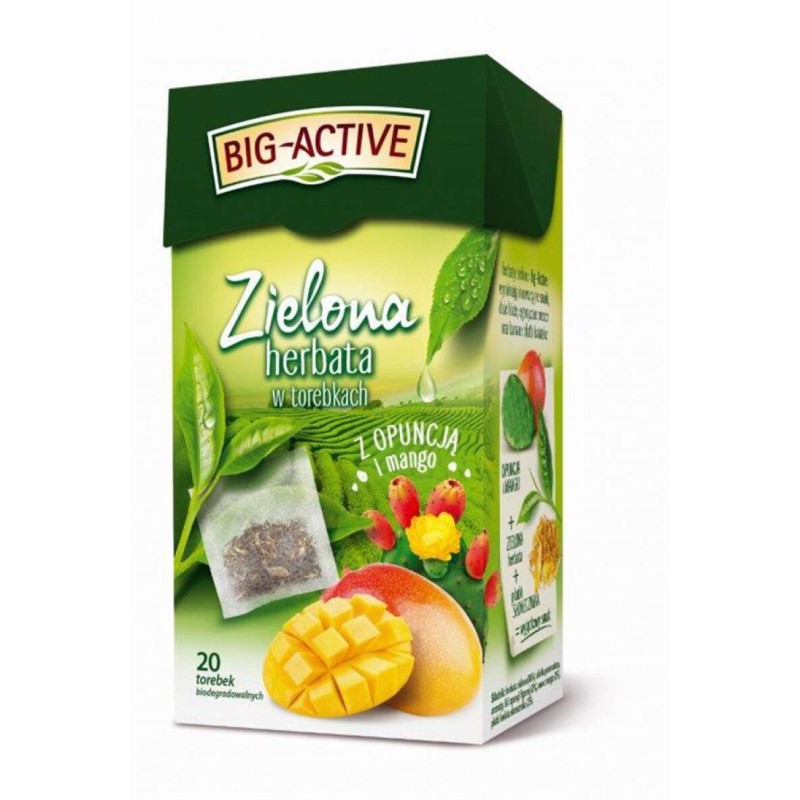 HERBATA ZIELONA Z OPUNCJĄ I MANGO BIG-ACTIVE 20 TOREBEK