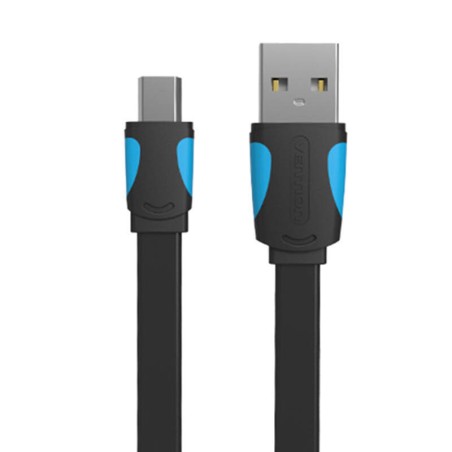 PŁASKI KABEL USB 2.0 A DO MINI 5 PINOWY VENTION VAS-A14-B100 2A 1M CZARNY