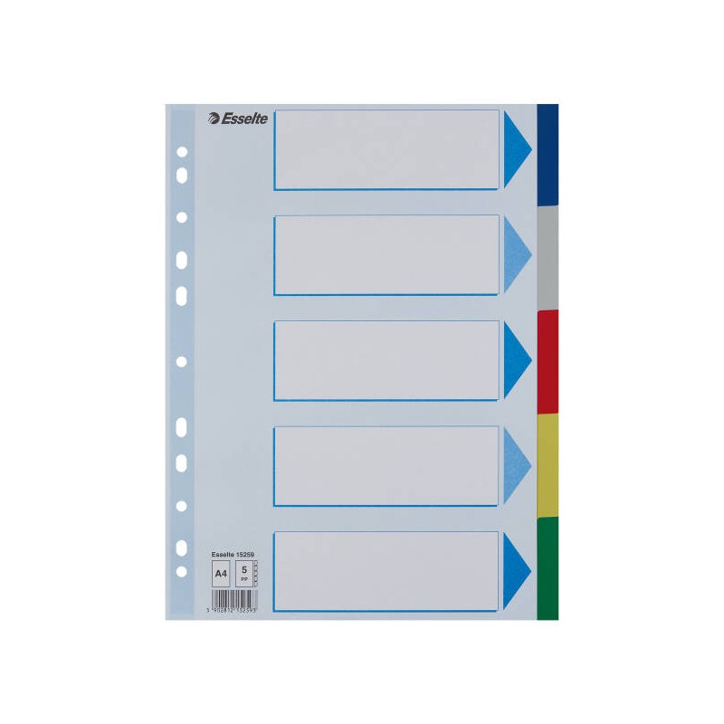 PRZEKŁADKI A4 ESSELTE 15259 MIX PP 5SZT