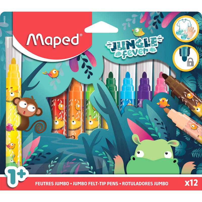 FLAMASTRY MAPED JUMBO JUNGLE FEVER 12 SZT