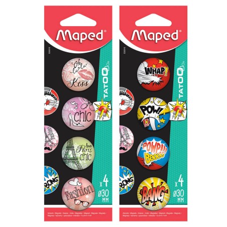 MAGNESY MAPED TATOO 30 MM MIX WZORÓW 4 SZT, BLISTER