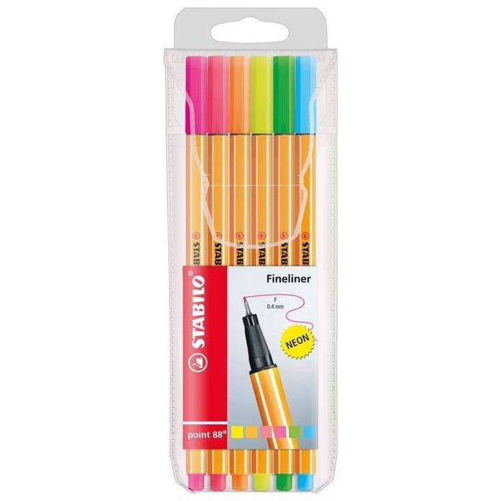 CIENKOPIS STABILO POINT 88/6-1 MIX*6 NEON 0.4 6SZT