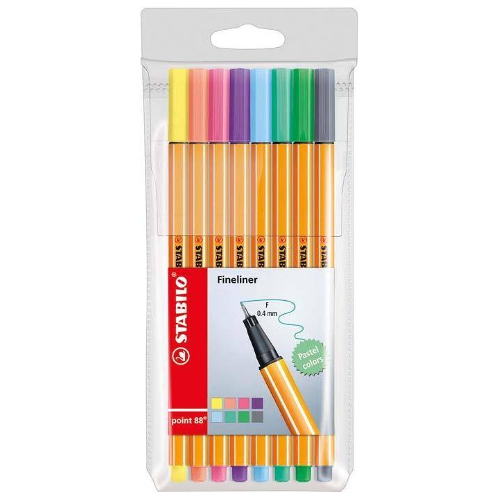 CIENKOPIS STABILO POINT 88/8-01 MIX*8 0.4 8SZT