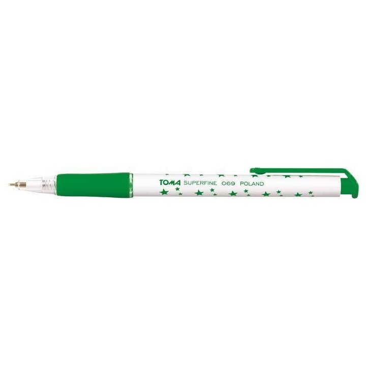 DŁUGOPIS AUTOMATYCZNY TOMA SUPERFINE TO-069 4 2 ZIELONY 0.5 OB. W GWIAZDKI