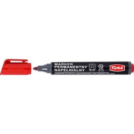 MARKER PERMANENTNY TOMA TO-222CZER CZERWONY OKRĄGŁA KOŃCÓWKA