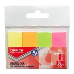 ZAKŁADKI INDEKSUJĄCE PAPIEROWE 20X50MM OFFICE PRODUCTS MIX KOLORÓW NEON 4X40 SZT